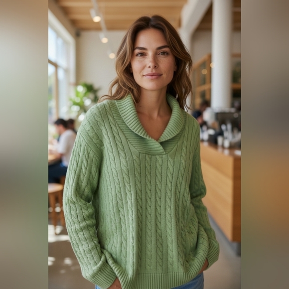 Appleseed's Sweaters - Appleseed's Light Green Cowl Neck Sweater XL